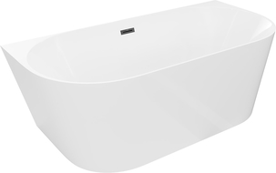 Mexen Oval Slim free-standing wall-mounted bath 170 x 80 cm, white, black overflow - 52661708000-70