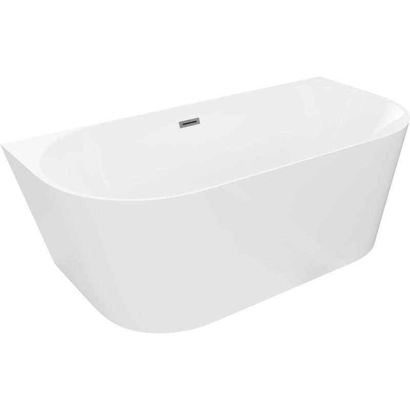 Mexen Oval Slim freestanding wall-adjacent bathtub 170 x 80 cm, white, gun metal overflow - 52661708000-95