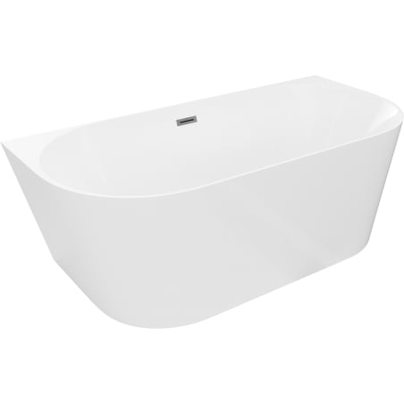 Mexen Oval Slim freestanding back-to-wall bath 170 x 80 cm, white, overflow gun metal - 52661708000-95