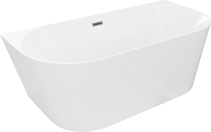 Mexen Oval Slim freestanding back-to-wall bath 170 x 80 cm, white, overflow gun metal - 52661708000-95