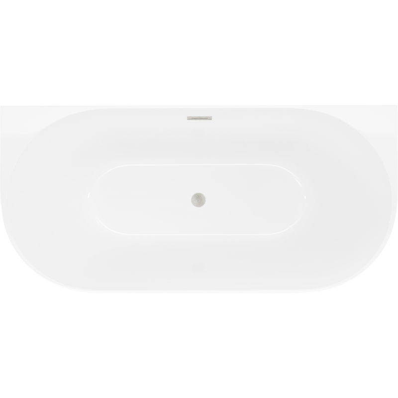 Mexen Oval Slim freestanding adjacent bath 170 x 80 cm, white, brushed nickel overflow - 52661708000-97
