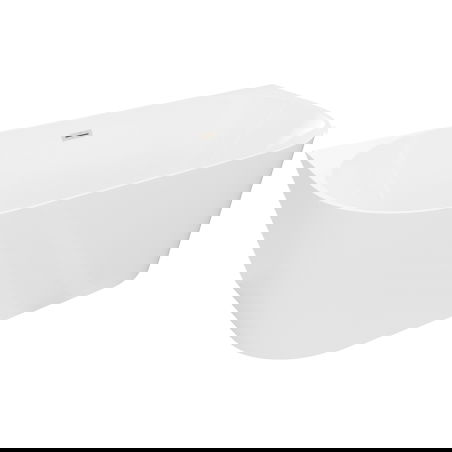 Mexen Oval Slim freestanding back-to-wall bathtub 170 x 80 cm, white, brushed nickel overflow - 52661708000-97