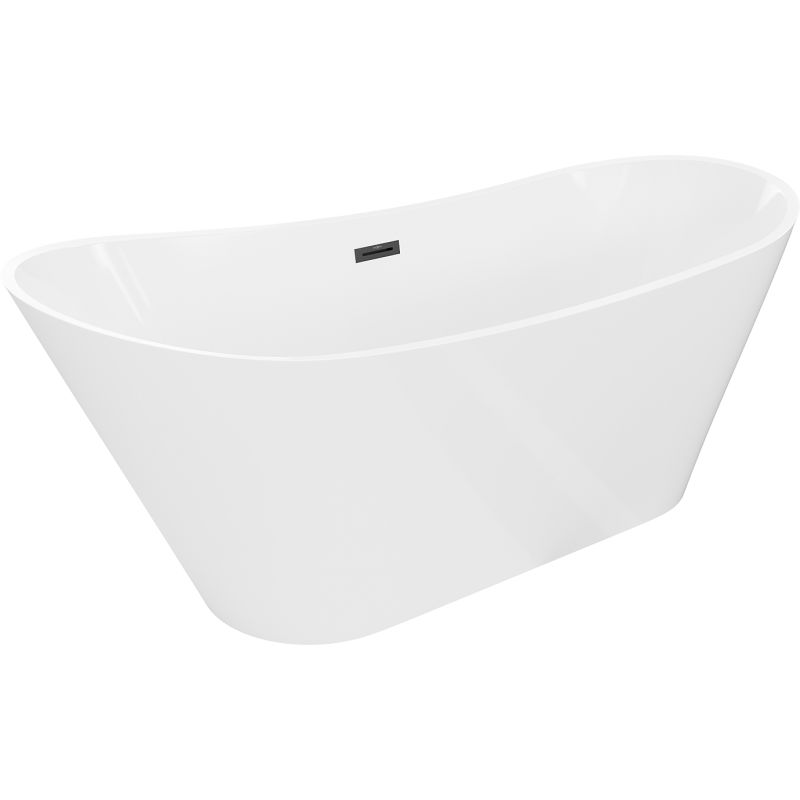Mexen Dora 150 x 75 cm Freestanding Bathtub, White with Black Overflow - 52071507500-70