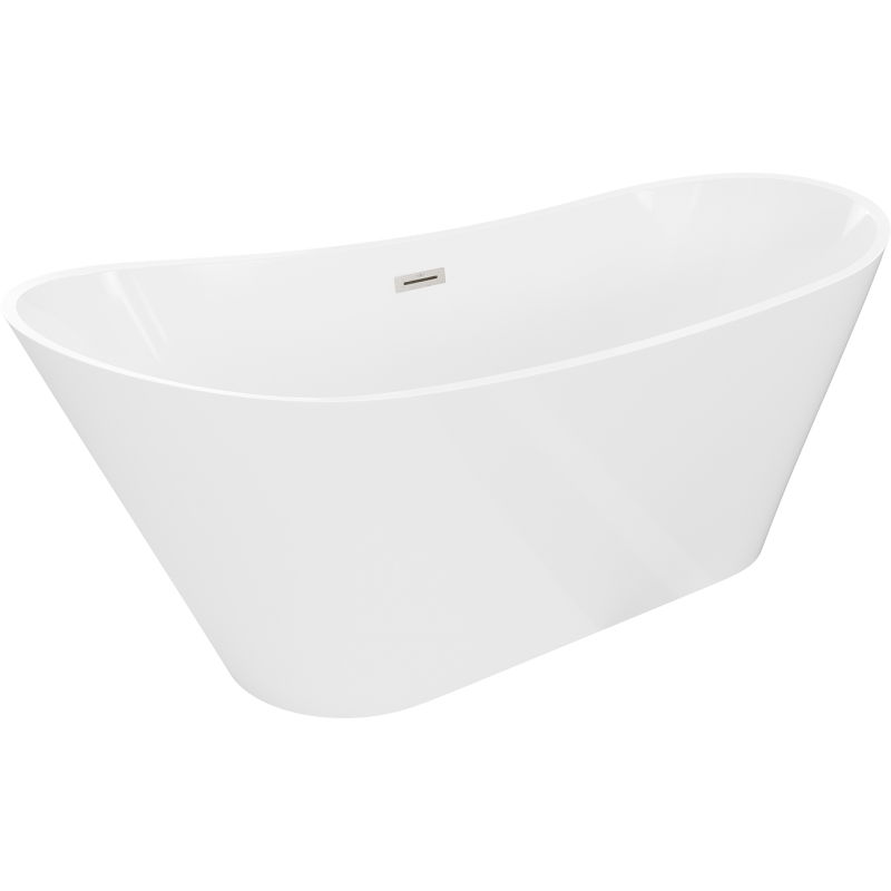Mexen Dora freestanding bathtub 150 x 75 cm, white, brushed nickel overflow - 52071507500-97