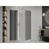 Mexen Roma pivot shower enclosure 90 x 90 cm, graphite, chrome + Flat shower tray, white - 854-090-090-01-40-4010