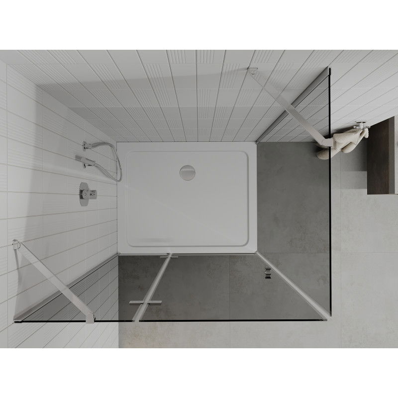 Mexen Roma Hinged Shower Enclosure 90 x 100 cm, Graphite, Chrome + Flat Shower Tray, White - 854-090-100-01-40-4010