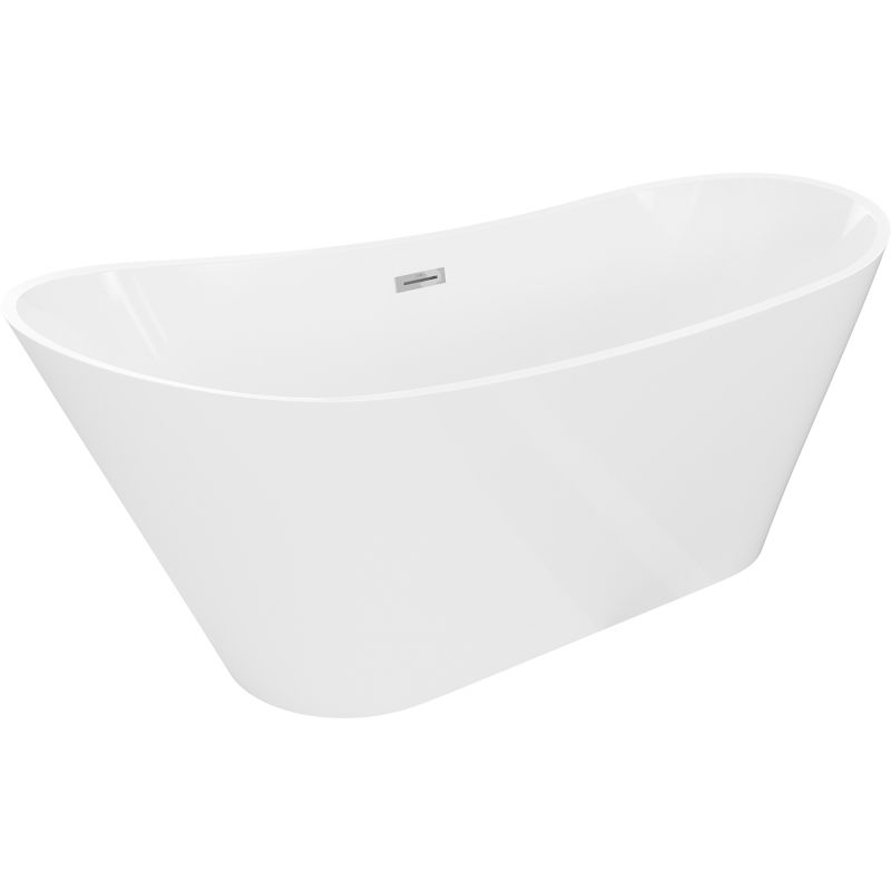 Mexen Dora freestanding bath 160 x 75 cm, white, chrome overflow - 52071607500-01