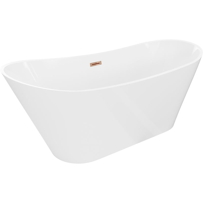 Mexen Dora freestanding bath 160 x 75 cm, white, rose gold overflow - 52071607500-60