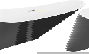 Mexen Dora free-standing bathtub 160 x 75 cm, white/black, brushed gold overflow- 52071607575-55