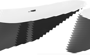 Mexen Dora 160 x 75 cm Freestanding Bath, White/Black, Black Overflow - 52071607575-70