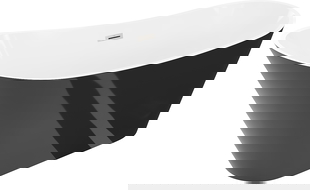 Mexen Dora Freestanding Bathtub 160 x 75 cm, White/Black, Brushed Nickel Overflow - 52071607575-97