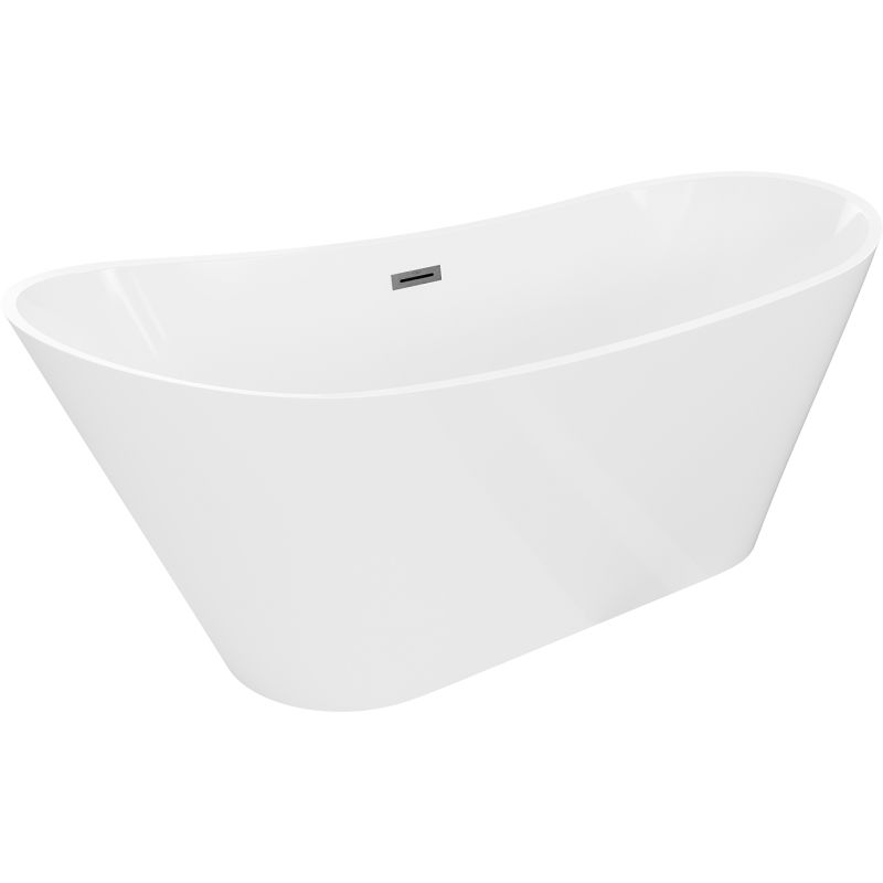 Mexen Dora free-standing bathtub 170 x 75 cm, white, overflow gun gray brushed - 52071707500-66