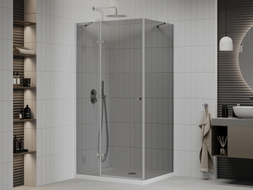 Mexen Roma hinged shower cabin 100 x 70 cm, graphite, chrome + Flat tray, white - 854-100-070-01-40-4010