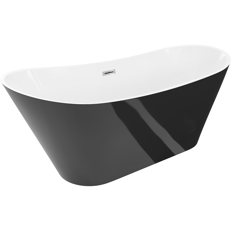 Mexen Dora Freestanding Bathtub 170 x 75 cm, White/Black, Chrome Overflow - 52071707575-01