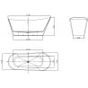 Mexen Dora Freestanding Bathtub 170 x 75 cm, White/Black, Gold Overflow - 52071707575-50