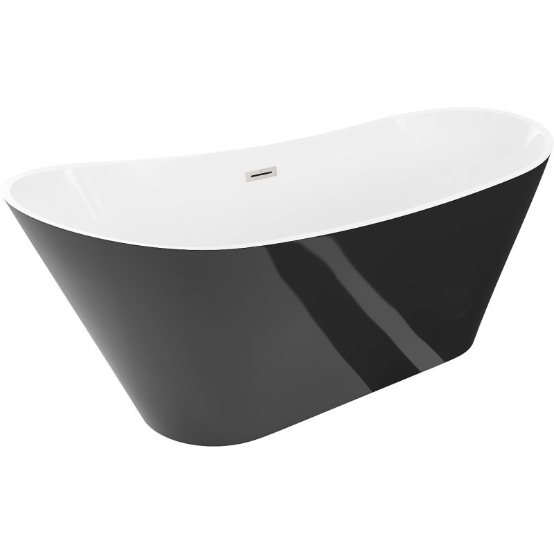 Mexen Dora freestanding bathtub 170 x 75 cm, white/black, brushed nickel overflow - 52071707575-97