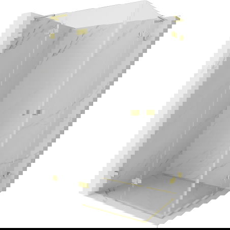 Mexen Lunar L Duo left pivot shower cabin 100 x 95 cm, transparent, brushed gold - 834L-100L-095P-55-00