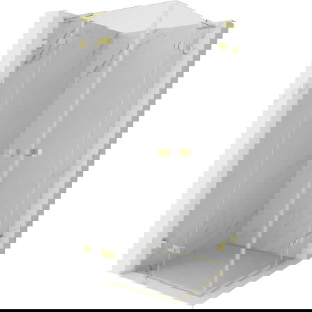 Mexen Lunar L Duo Hinged Shower Enclosure 100 x 100 cm, Transparent, Brushed Gold - 834L-100L-100P-55-00