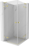 Mexen Lunar L Duo 100 x 100 cm pivot shower enclosure, transparent, brushed gold - 834L-100L-100P-55-00