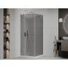 Mexen Roma swing shower cabin 100 x 100 cm, graphite, chrome + Flat shower tray, white - 854-100-100-01-40-4010