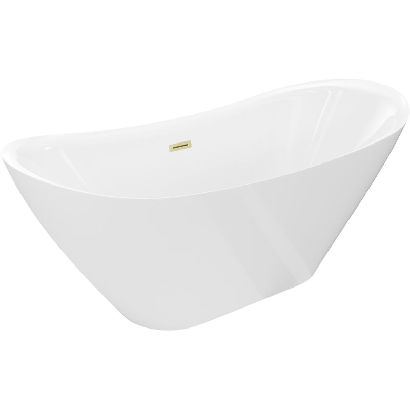 Mexen Lotos free-standing bath 140 x 75 cm, white, brushed gold overflow - 52051407700-55