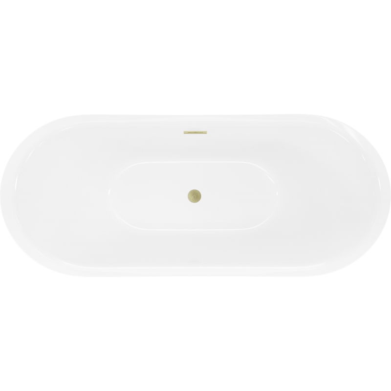 Mexen Lotos free-standing bath 140 x 75 cm, white, brushed gold overflow - 52051407700-55
