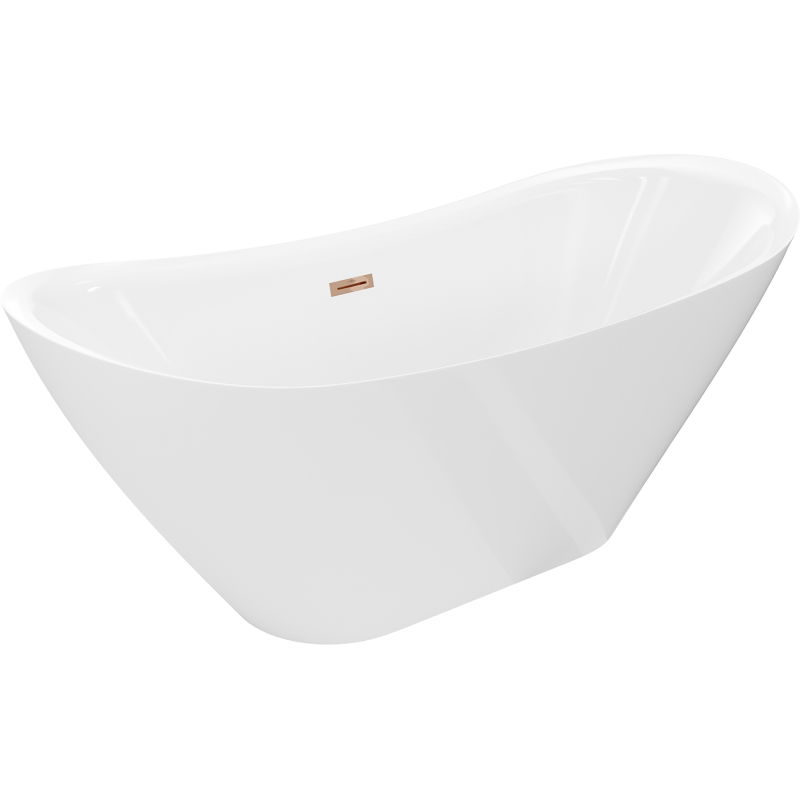 Mexen Lotos Freestanding Bath 140 x 75 cm, White, Overflow Rose Gold - 52051407700-60