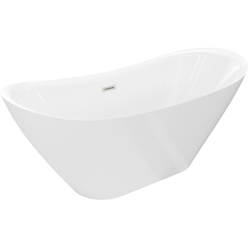 Mexen Lotos freestanding bathtub 140 x 75 cm, white, brushed nickel overflow - 52051407700-97