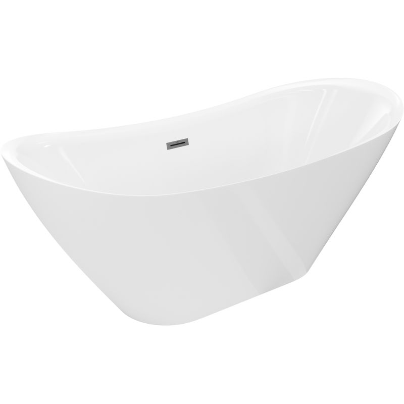 Mexen Lotos freestanding bathtub 140 x 75 cm, white, overflow gun metal - 52051407700-95