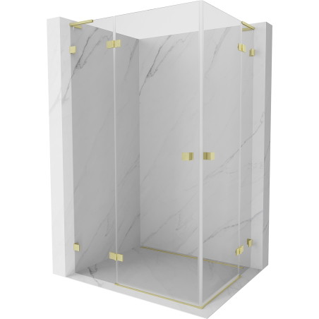 Mexen Lunar L Duo Left Hinged Shower Enclosure 105 x 95 cm, Transparent, Brushed Gold - 834L-105L-095P-55-00