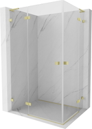 Mexen Lunar L Duo Left Hinged Shower Enclosure 105 x 95 cm, Transparent, Brushed Gold - 834L-105L-095P-55-00