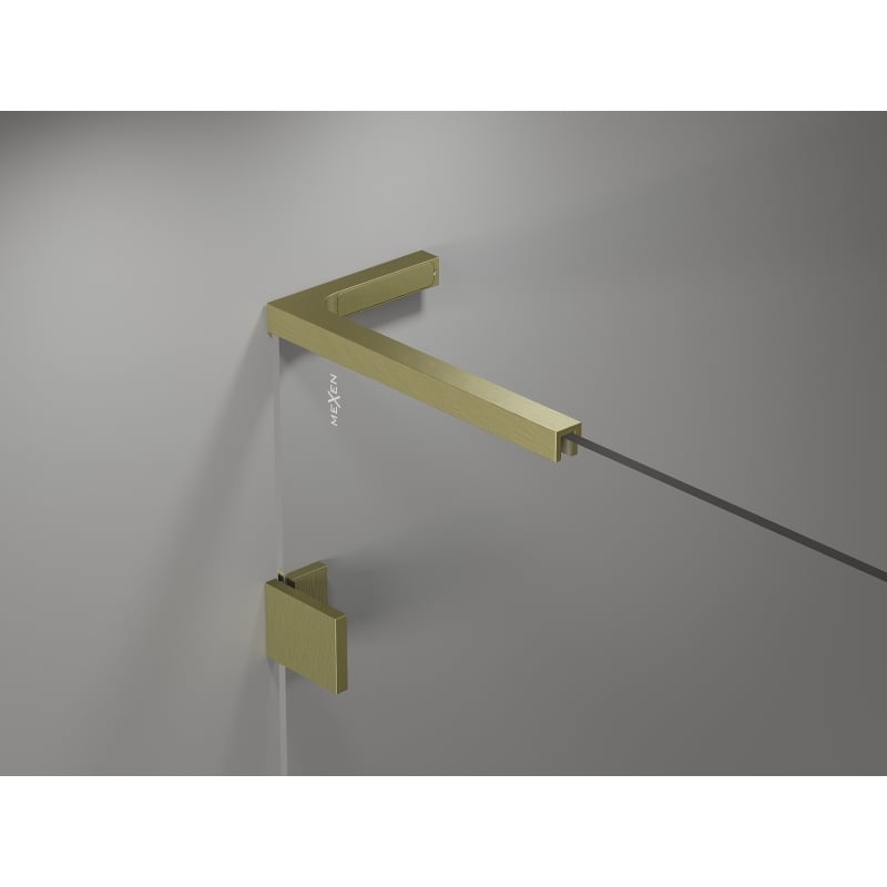 Mexen Lunar L Duo Left Hinged Shower Enclosure 105 x 95 cm, Transparent, Brushed Gold - 834L-105L-095P-55-00
