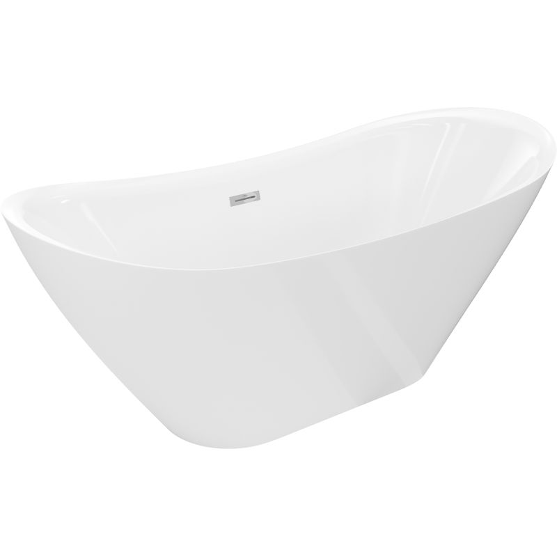 Mexen Lotos freestanding bath 150 x 75 cm, white, chrome overflow - 52051507700-01