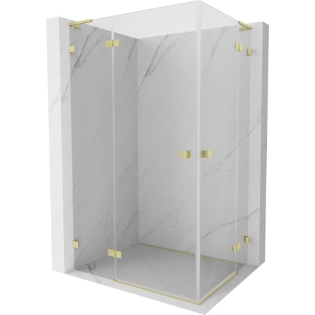 Mexen Lunar L Duo Left Hinged Shower Enclosure 110 x 95 cm, Transparent, Brushed Gold - 834L-110L-095P-55-00
