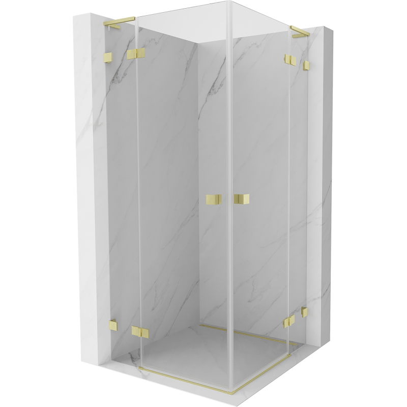 Mexen Lunar L Duo hinged shower enclosure 110 x 110 cm, transparent, brushed gold - 834L-110L-110P-55-00