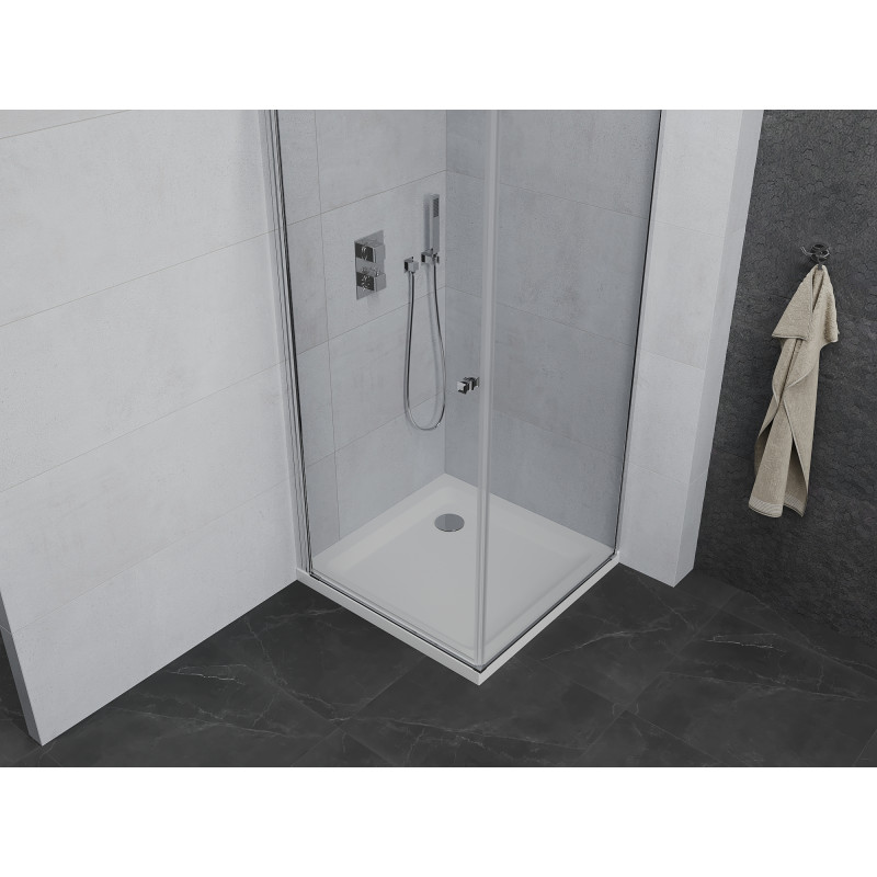 Mexen Pretoria swing shower cabin 70 x 70 cm, transparent, chrome + Flat tray - 852-070-070-01-00-4010