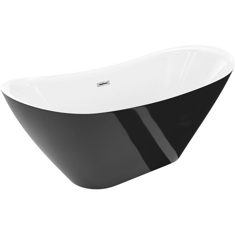 Mexen Lotos 150 x 75 cm Freestanding Bath, White/Black, Chrome Overflow - 52051507775-01