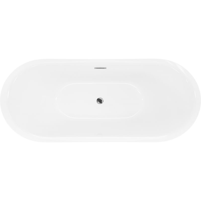 Mexen Lotos 150 x 75 cm Freestanding Bath, White/Black, Chrome Overflow - 52051507775-01