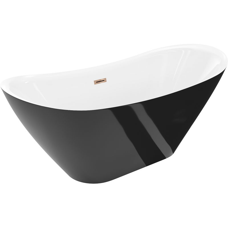 Mexen Lotos freestanding bathtub 150 x 75 cm, White/Black, overflow rose gold - 52051507775-60