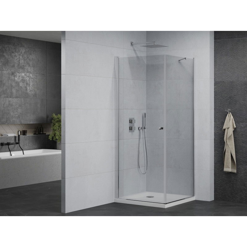 Mexen Pretoria hinged shower cabin 80 x 80 cm, transparent, chrome + Flat tray - 852-080-080-01-00-4010