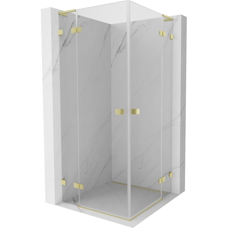 Mexen Lunar L Duo Hinged Shower Enclosure 115 x 115 cm, Transparent, Brushed Gold - 834L-115L-115P-55-00