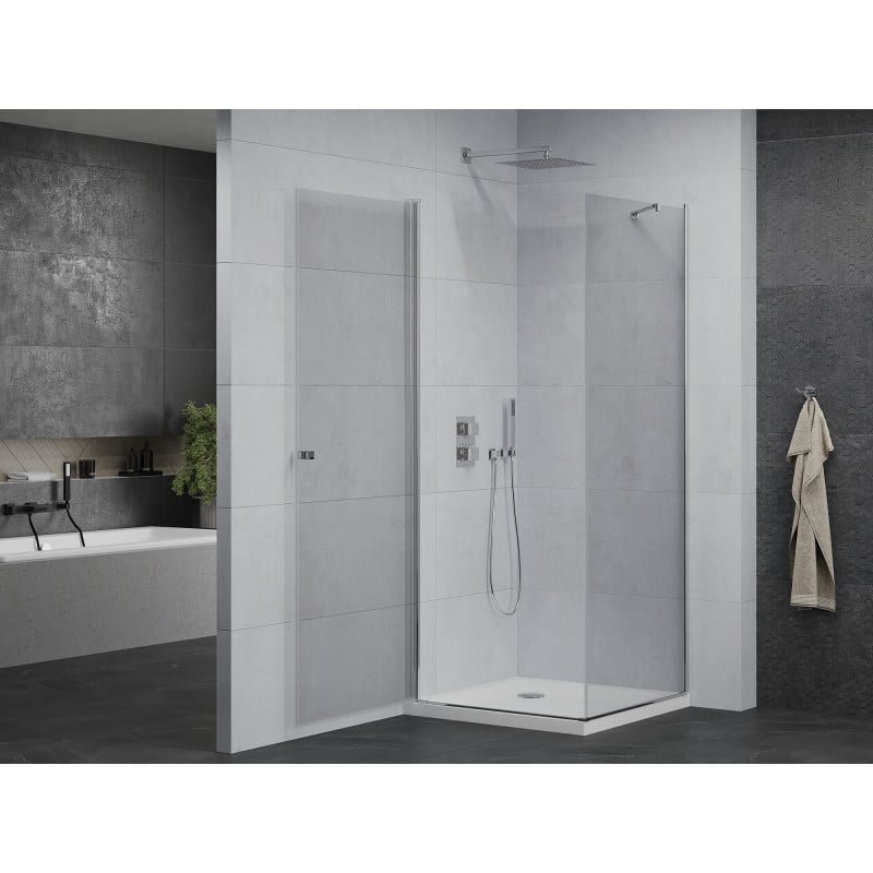 Mexen Pretoria shower enclosure hinged 90 x 90 cm, transparent, chrome + Flat tray - 852-090-090-01-00-4010