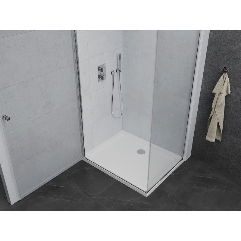 Mexen Pretoria pivot shower enclosure 70 x 80 cm, transparent, chrome + Flat tray - 852-070-080-01-00-4010