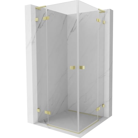 Mexen Lunar L Duo hinged shower enclosure 120 x 120 cm, transparent, brushed gold - 834L-120L-120P-55-00