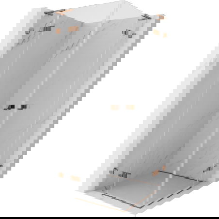 Mexen Lunar L Duo 75 x 75 cm Shower Enclosure, Transparent, Rose Gold - 834L-075L-075P-60-00