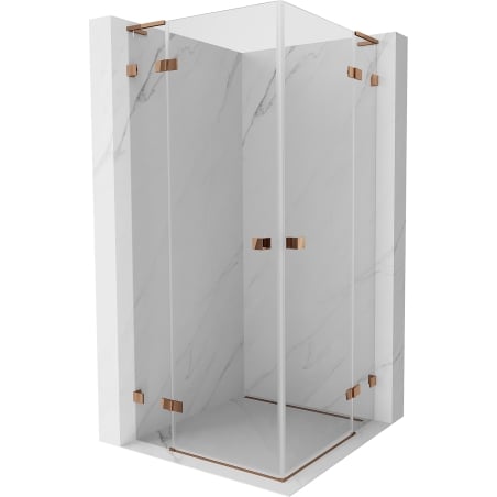 Mexen Lunar L Duo shower enclosure, hinged 80 x 80 cm, transparent, rose gold - 834L-080L-080P-60-00