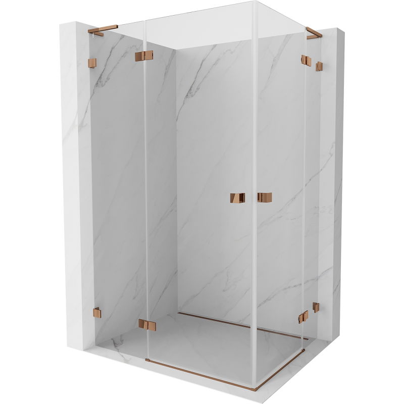 Mexen Lunar L Duo left-hand hinged shower enclosure 85 x 75 cm, transparent, rose gold - 834L-085L-075P-60-00