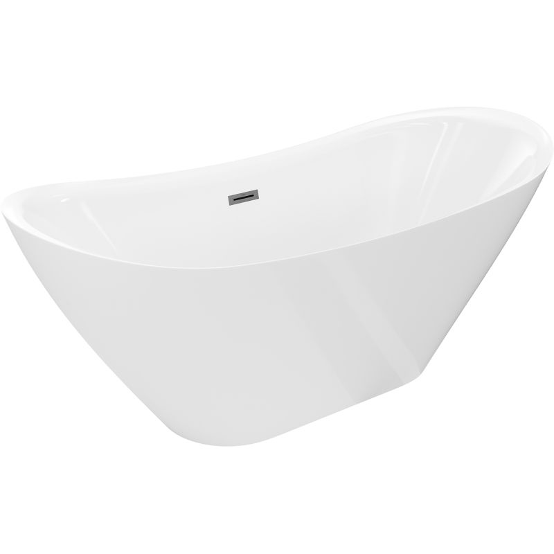 Mexen Lotos Freestanding Bath 160 x 75 cm, White, Brushed Gun Gray Overflow - 52051607700-66