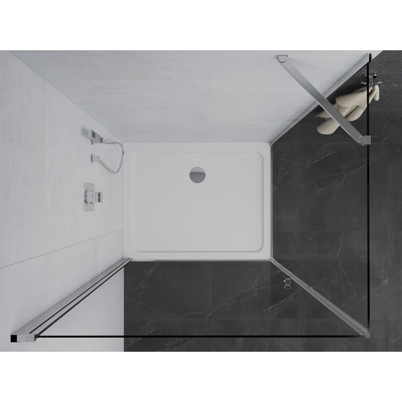 Mexen Pretoria pivot shower cabin 90 x 70 cm, transparent, chrome + Flat tray - 852-090-070-01-00-4010