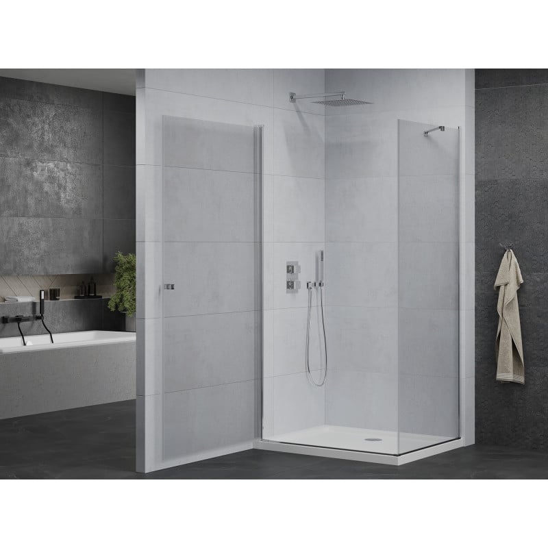 Mexen Pretoria pivot shower cabin 90 x 70 cm, transparent, chrome + Flat tray - 852-090-070-01-00-4010